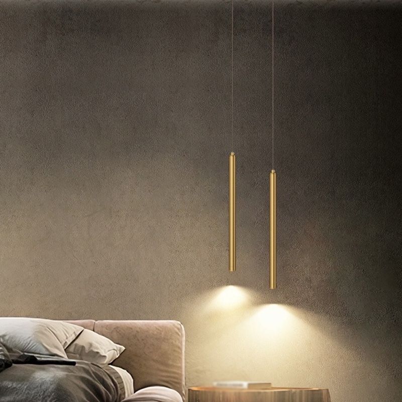 Modern Round Metal Tube 3W LED Pendant Light Long Line Lamps for Bedroom Dinning Room