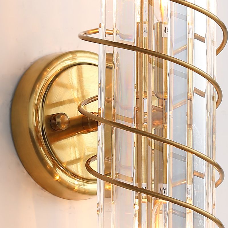 Postmodern Style Crystal Wall Light Cylinder 5" Wide Wall Sconce for Living Room