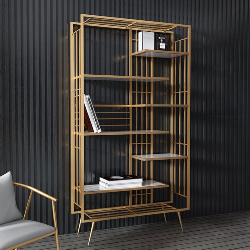 6 open shelves Bookcase Light Luxury Steel Bookshelf for Study Room