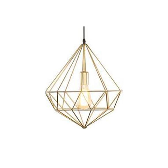 1 Light Prism Cage Pendant Lighting Modern Style Gold Metallic Suspension Lamp with Adjustable Cord