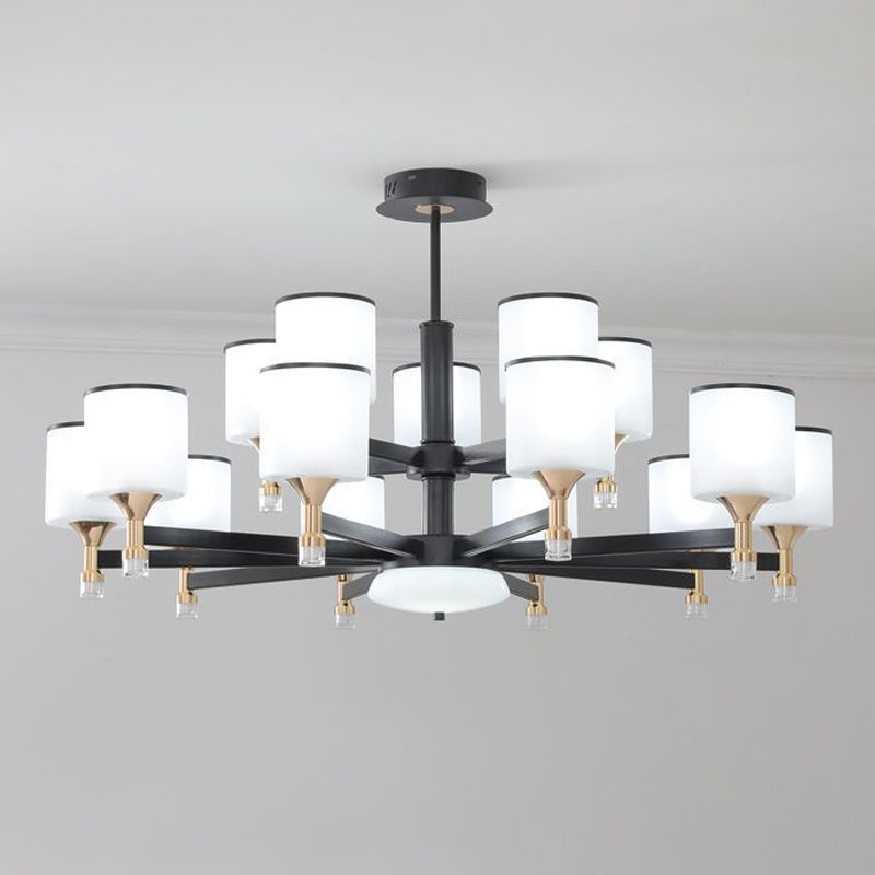 Glass Ceiling Hung Fixtures Modern Cylinder Pendant Lighting for Living Room