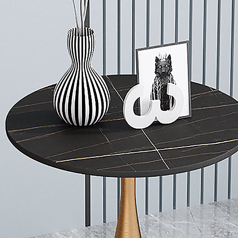 13.77" Wide Pedestal Side Table Modernistic Metal Side End Snack Table