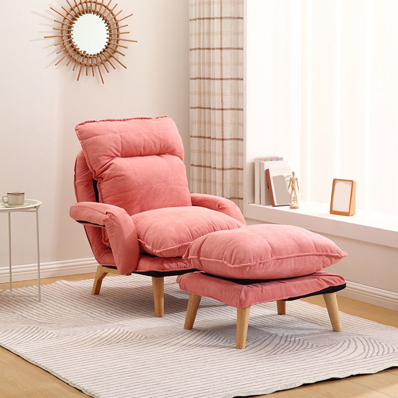 Velvet Convertible Chair with Sewn Pillow Back Arm Chair for Apartment
