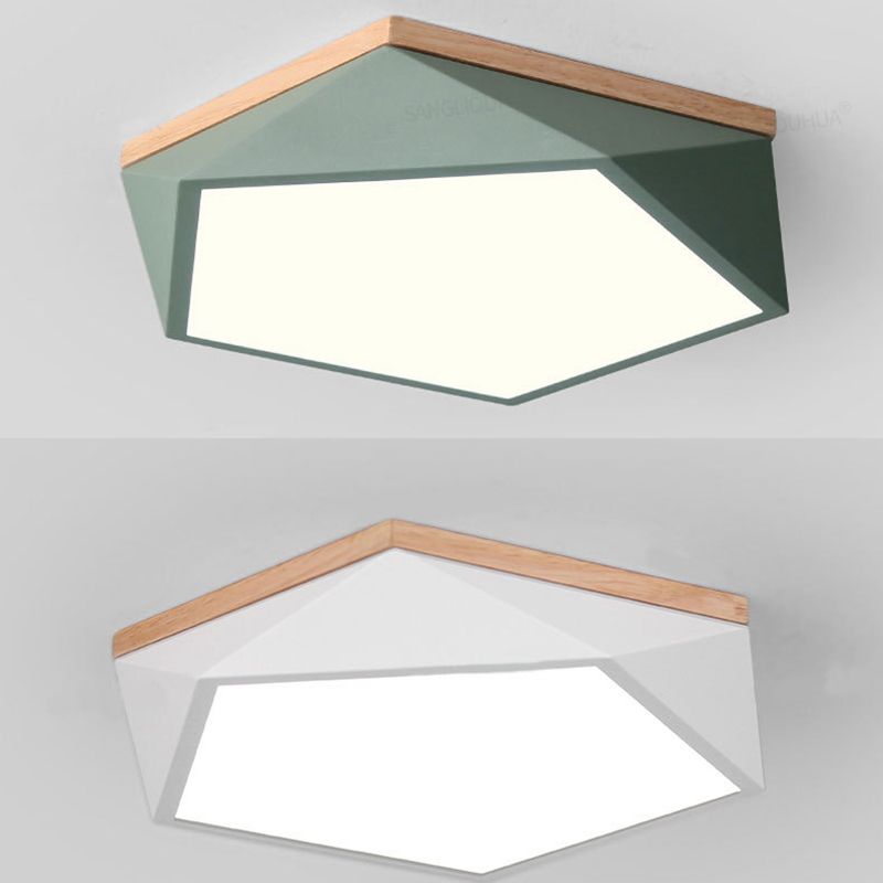 Geometric Macaron LED Ceiling Light in Modern Simplicity Iron Indoor Flush Mount with Acrylic Shade