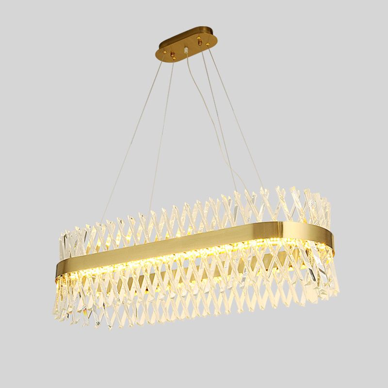 Modern Linear LED Island Light Crystal Elegant Island Lighting Fixtures for Living Room