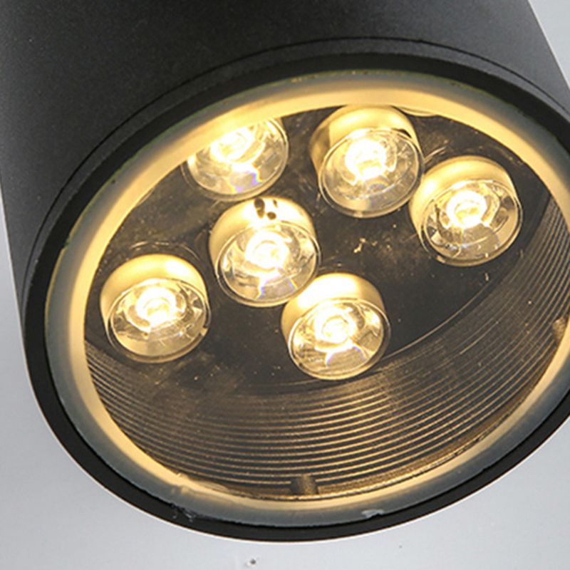 Mi-cylindre l'éclairage mural moderne métal métal 2 lumières lampe applicable en noir