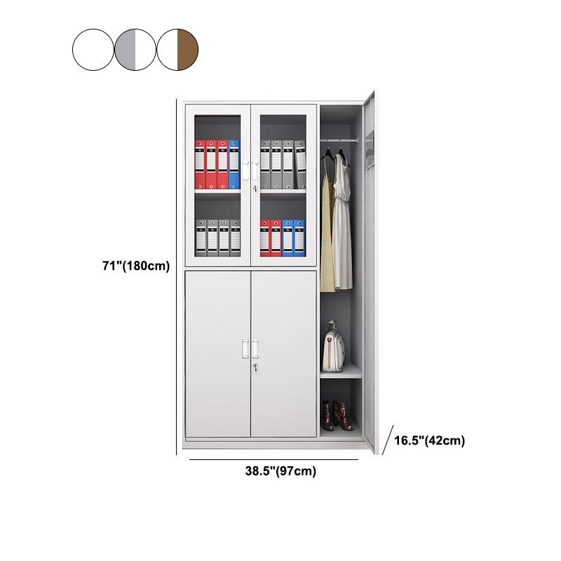 Contemporary Metal Wardrobe Freestanding Wardrobe Closet with Locks