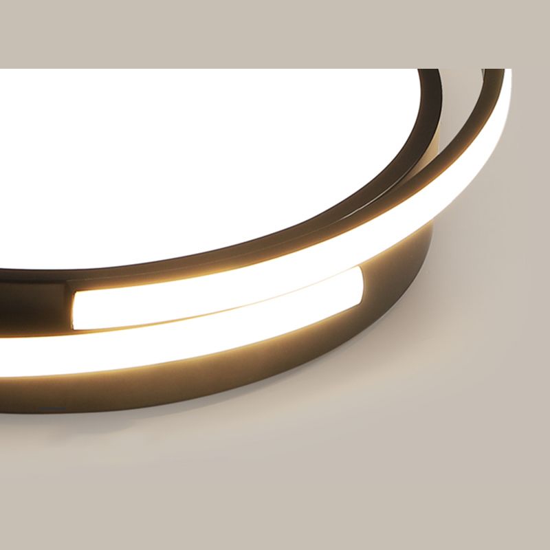 Black and White Metal Flush Mount Modern Style Rounded Ceiling Light Fixture for Bedroom