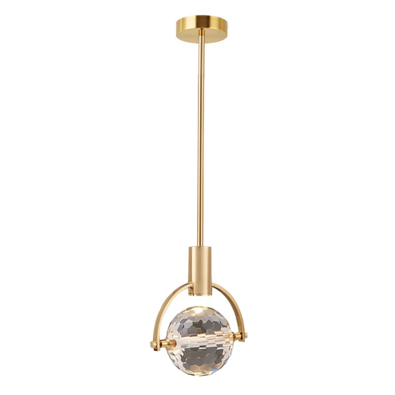 Forma sferica a forma di metallo appeso al soffitto Crystal Crystal 1 Light Sust Light in oro