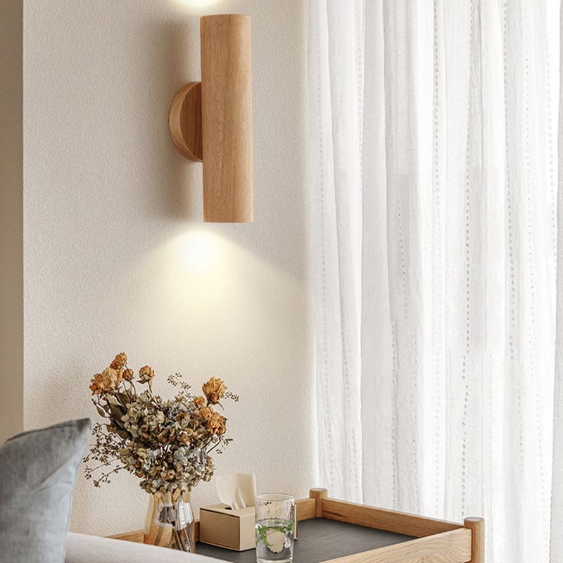 Single Modernism Brown/Beige Wall Mounted Sconce Wooden LED Wall Light
