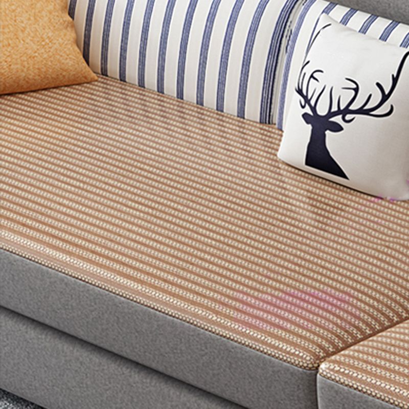 4-seater Fabric Sofa & Chaise Contemporary Square Arm Sectional