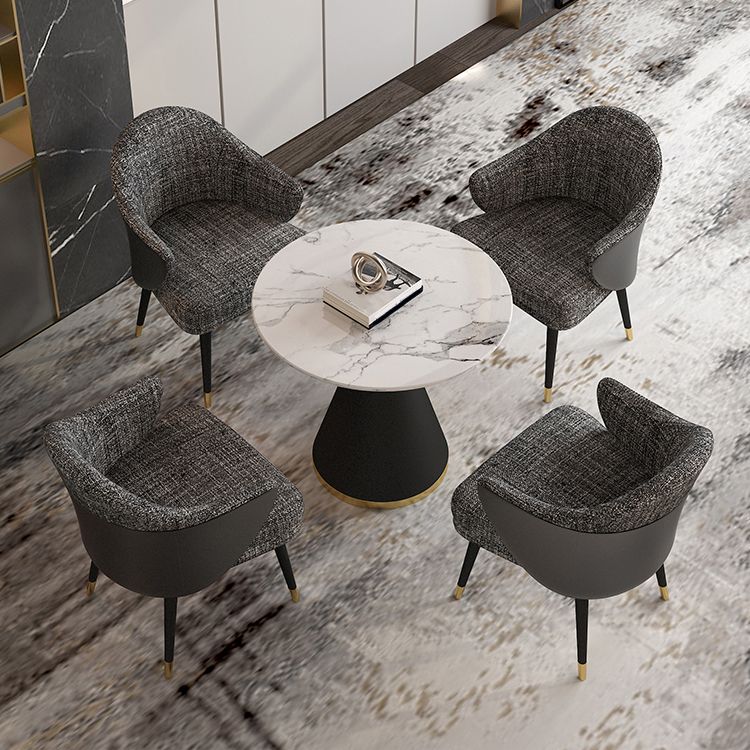 Metal Traditional Luxury Round Table Sintered Stone Top Table with Metal Pedestal