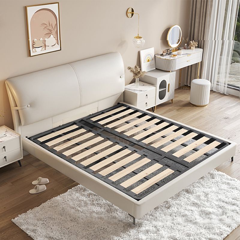 Wood and Upholstered Panel Bed Modernism 39.4" Tall Bed Frame