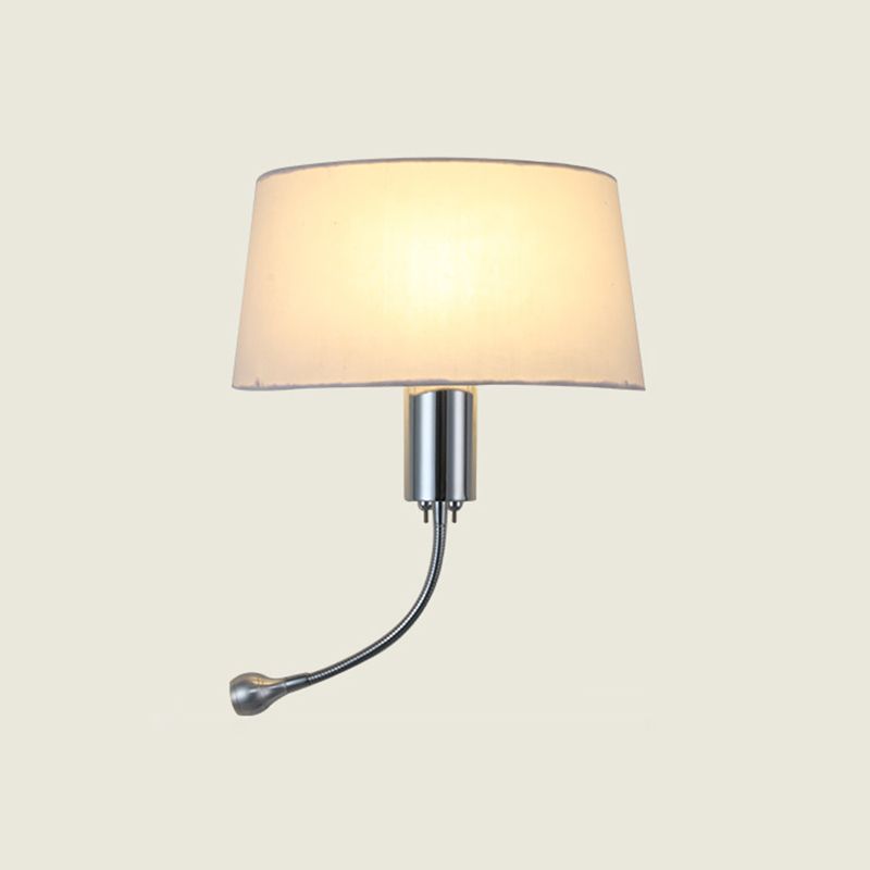 Modernism Metal Wall Light Polish Finish Fabric Shaded Lighting for Bedroom