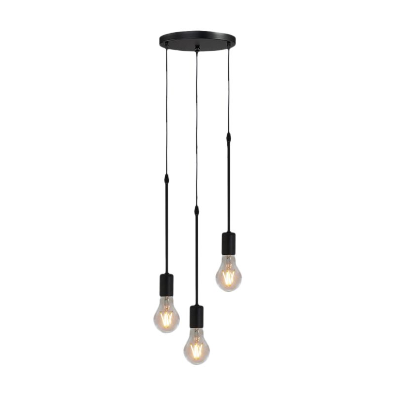 Metallschwarz Multi Hanging Light Draping Bare Lampe 3/5/10-Licht-Lagerdecke Anhängerlampe mit rundem/linearem Baldachin