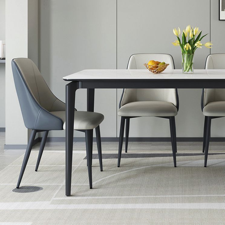 Modern Rectangular Stone Dining Table with 4 Foot for Dining Hall
