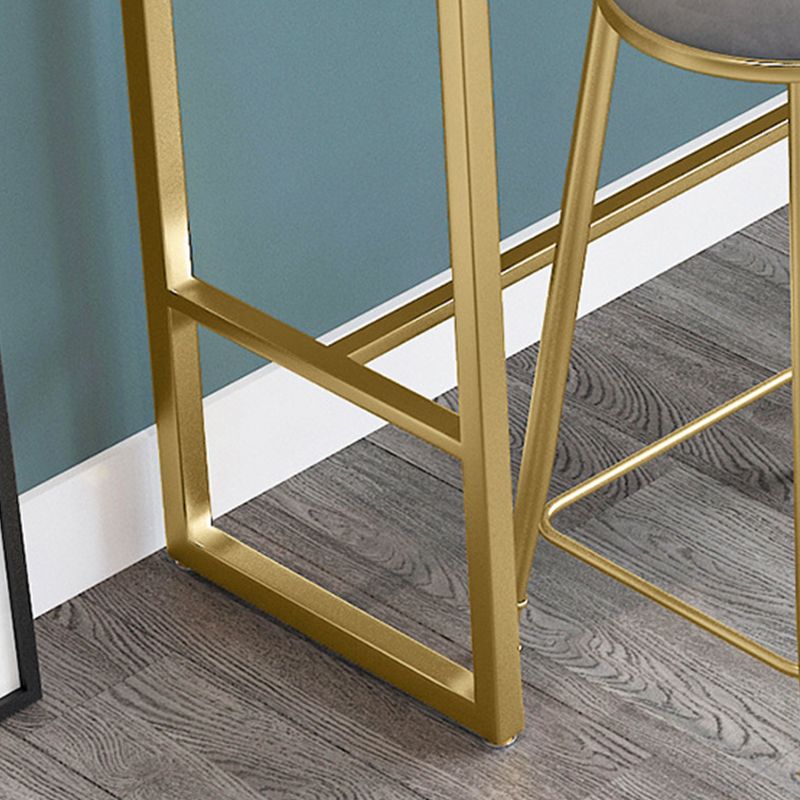 White Color Rectangle Bar Table Glam Style Faux Marble Bar Table