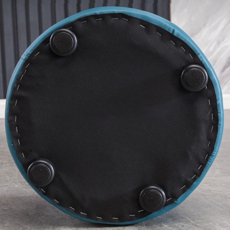 Simplicity Pure Color Ottoman Tufted Faux Leather Water Resistant Round Pouf Ottoman