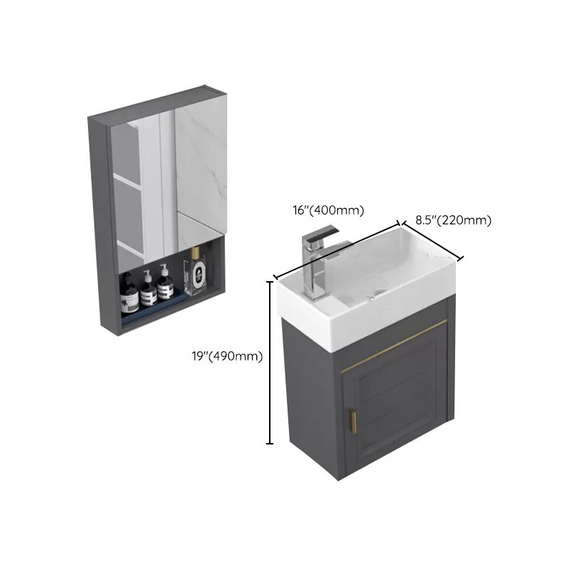 Modern Single Bath Vanity Wall Mount Ceramic Top Bathroom Vanity