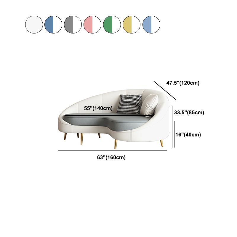 Contemporary Sloped Arm Curved Sofa Sewn Pillow Back Sofa for Living Room, Apartment
