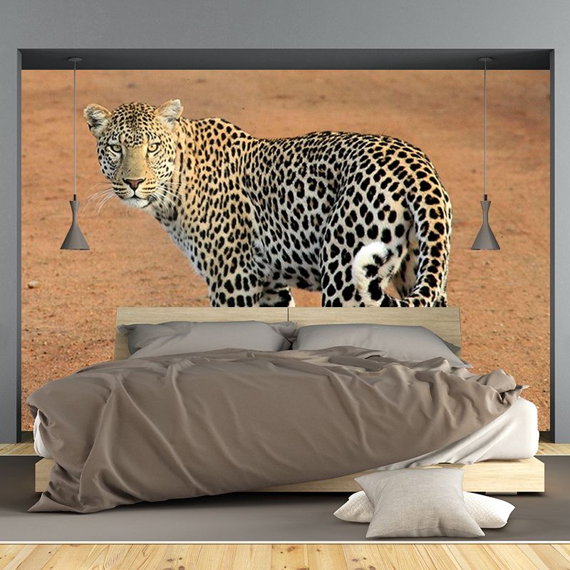 Customized Leopard Mural Stain Resistant Soft Color Wall Art for Bedroom