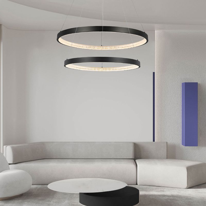 Modern Round Chandelier Light Fixtures Multi-Tier Hanging Pendant Lamps with Acrylic Shade
