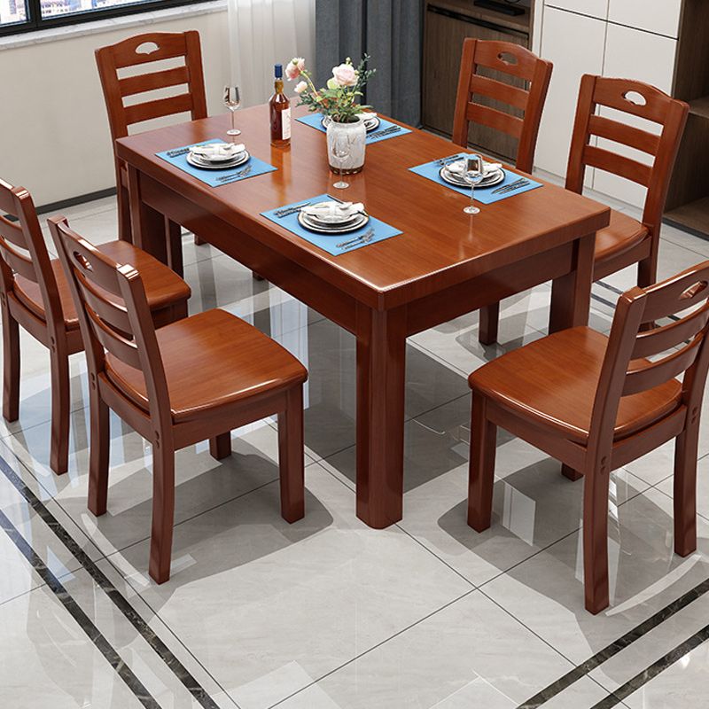 Wood Base Dining Table Contemporary Dinner Table with 4 Legs