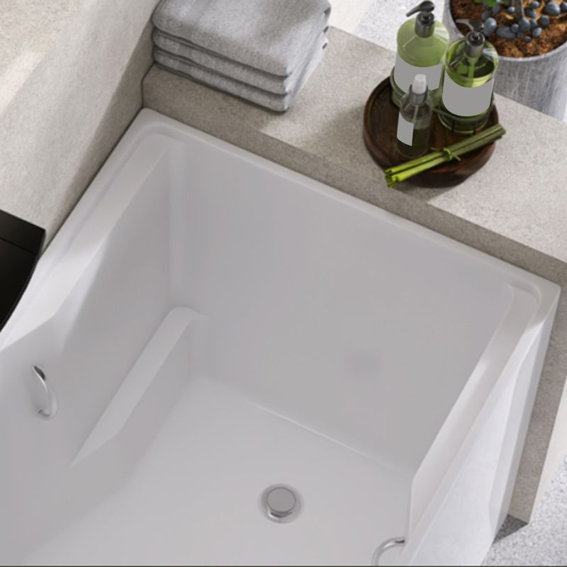 Modern Rectangular White Bathtub Acrylic Back to Wall with Drain Bath Tub