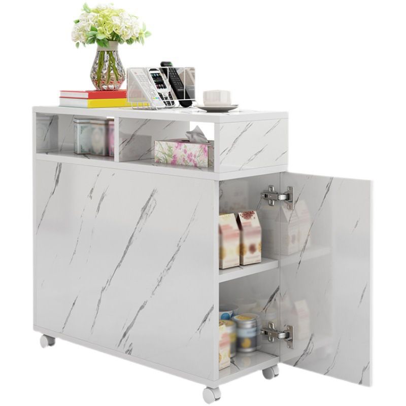 Contemporary Rectangular End Table Wood Side Table with Storage
