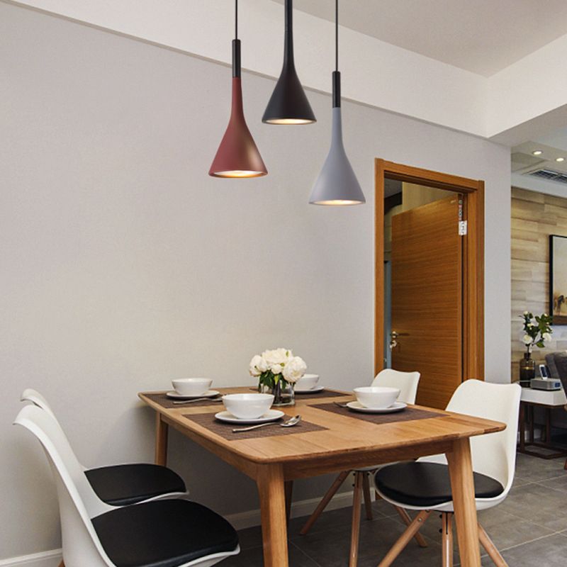 Aluminium Tapered Pendant Light in Modern Creative Style Wrought Iron Hanging Lamp for Bedroom