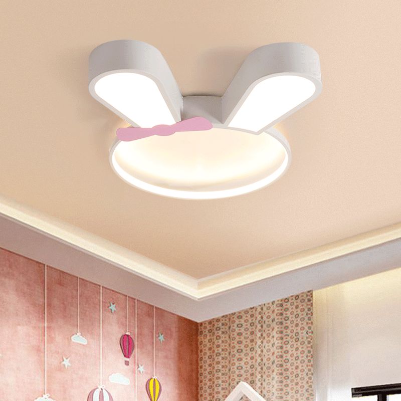 Metal Rabbit Ceiling Light Fixture Kids Style LED Flush Mount Ceiling Light