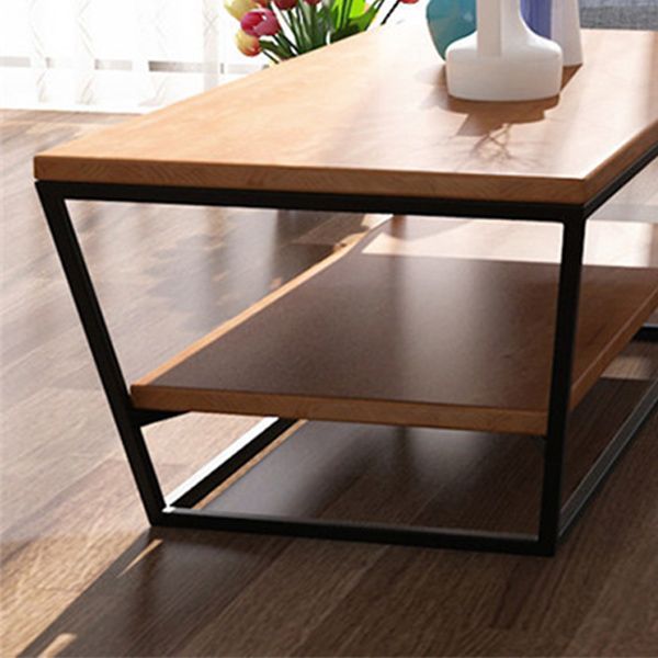 19.68" H Modern Wooden Coffee Table Steel Sled Cocktail Table with Shelf