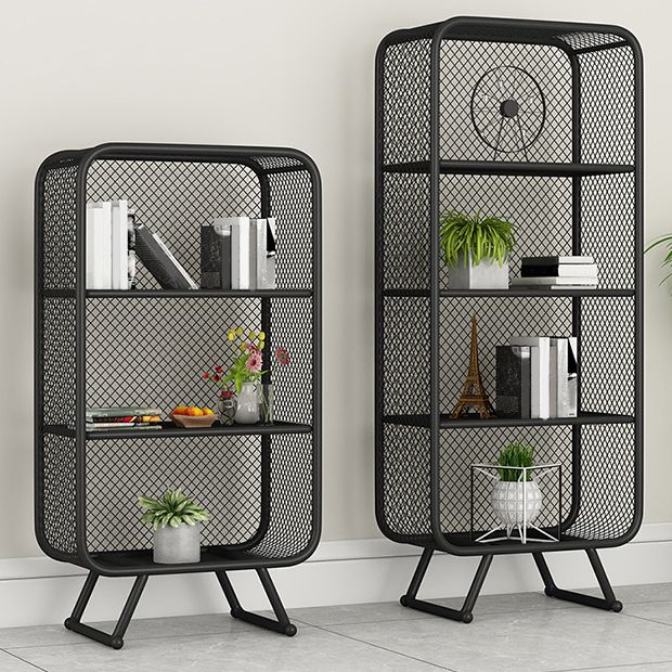 Glam Metal Bookshelf Closed Back with Shelves Bookcase Vertical