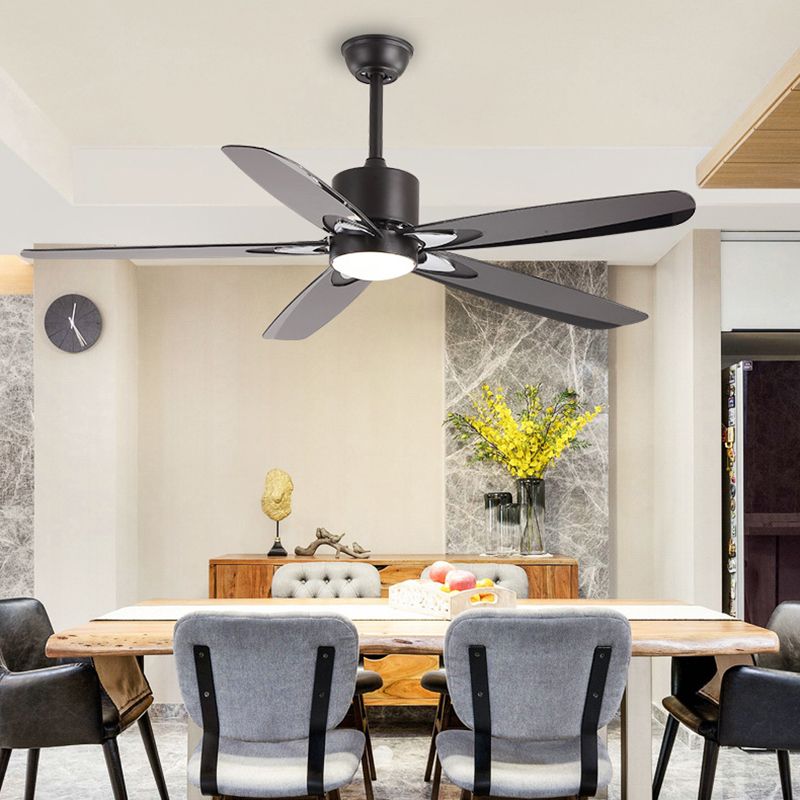 55,5 "W LED Semi Flush Mount Contemporary Circle Metallic Hanging Deckenventilator Beleuchtung in Schwarz für Schlafzimmer, 5 Klingen
