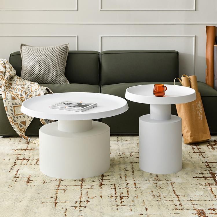 Modernism Black/White Pedestal 1 Coffee Table Round Metal Table