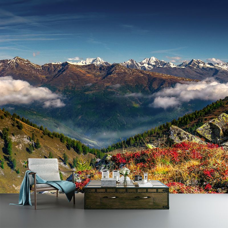Mountain Landscapes Mural Contemporary Style Mildew Resistant Wall Covering