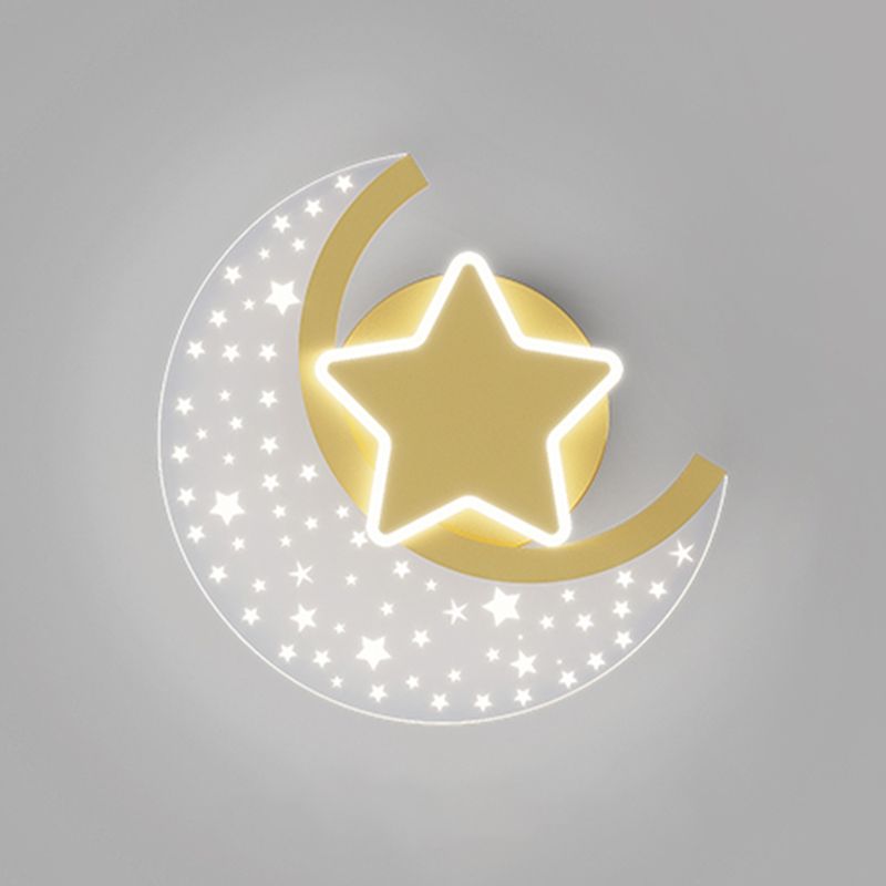 Iron and Acrylic LED Wall Light in Gold and Clear Minimalist Wall Sconce