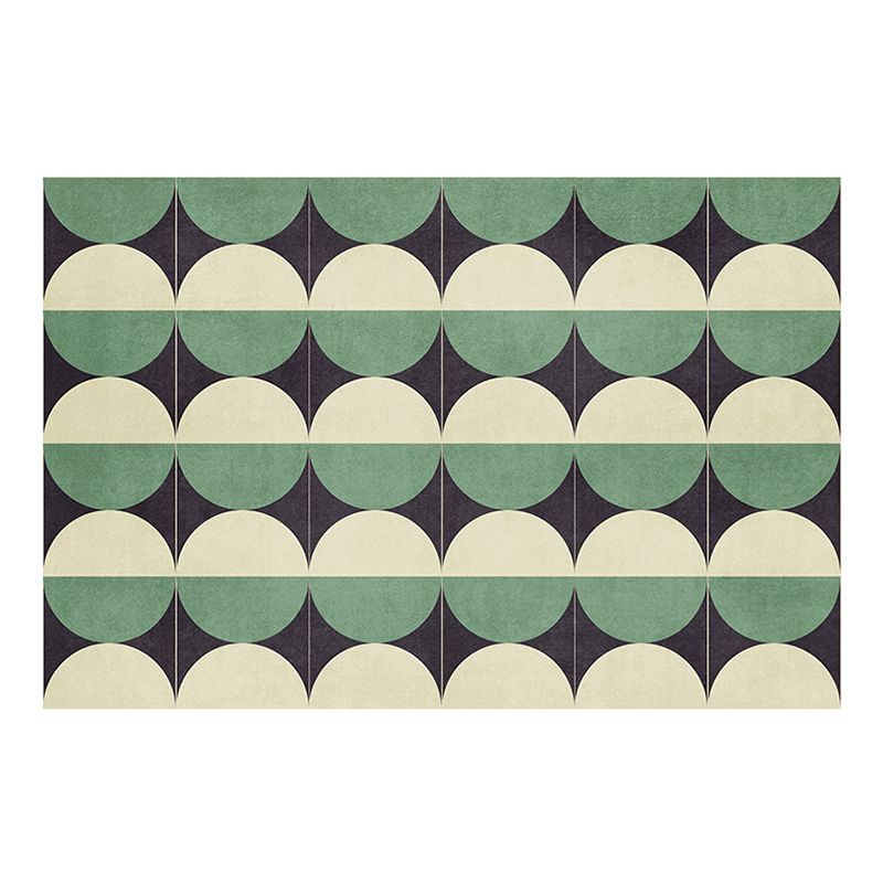 Green Modern Rug Polyester Semicircle Indoor Rug Washable Rug for Home Decor