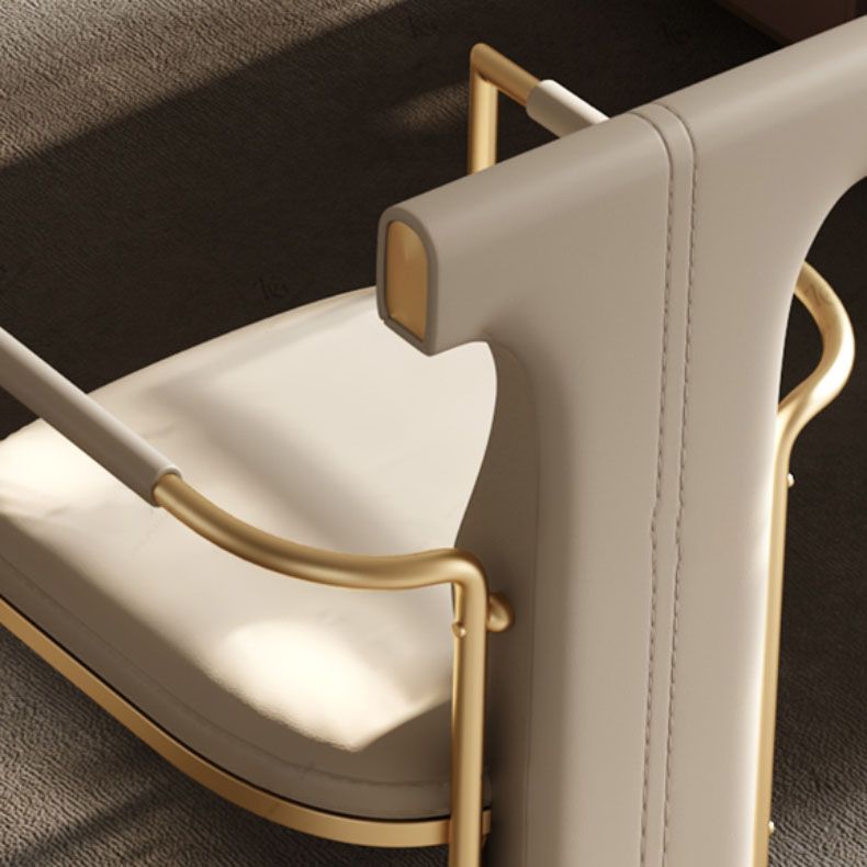 Upholstered Arm Chair Glam Style Metal Dining Chairs for Dining Room