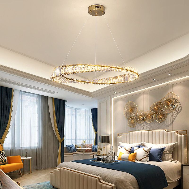 Kreis Decke Kronleuchter einfacher LED -Kronleuchterbeleuchtung mit Kristallschatten