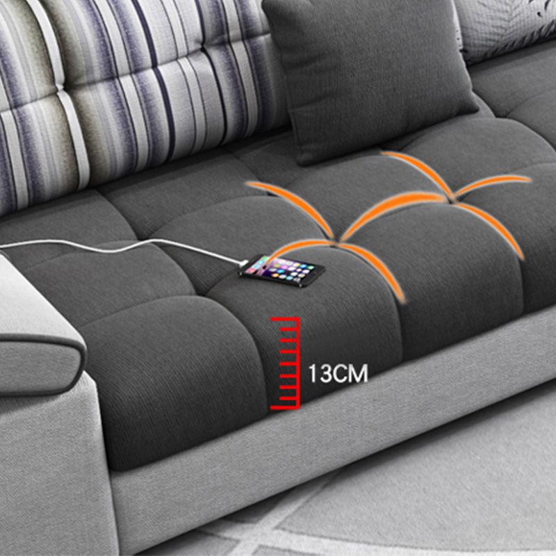 Modular Contemporary Faux Leather and Linen Furniture Sectionals