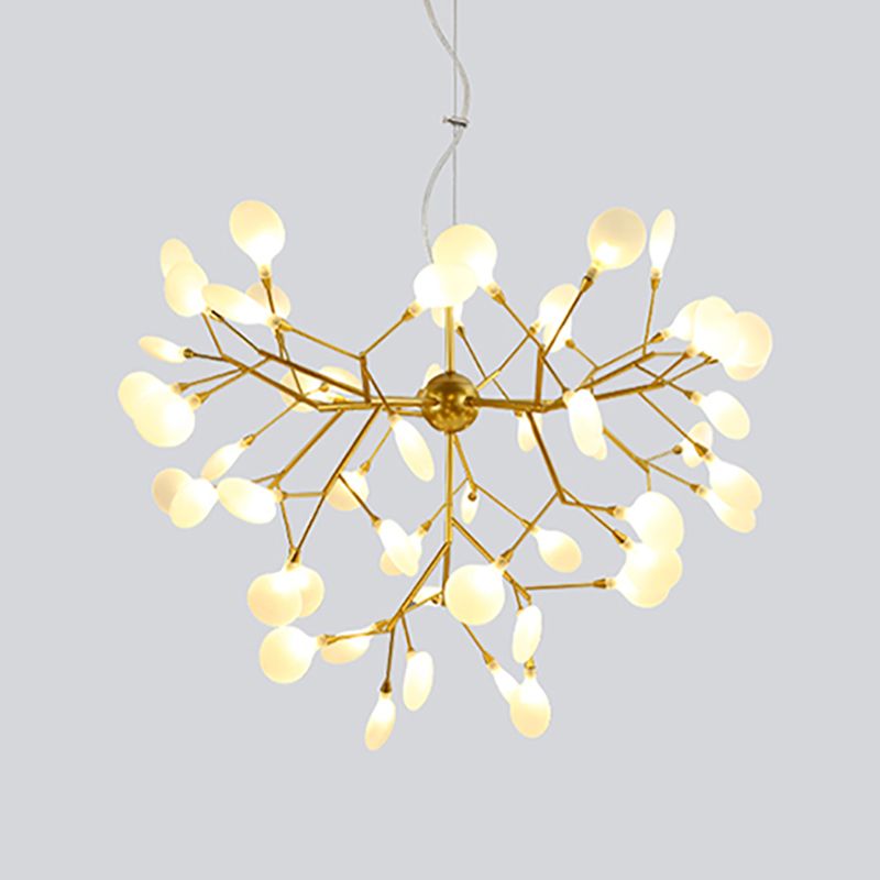 Forma di ramo lampadario moderno lucciole lampada lampadario in oro per soggiorno