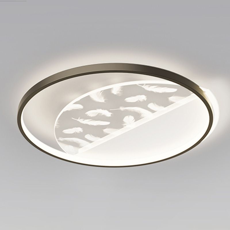 Modern Romantic Feather LED Ceiling Light Geometric Wrought Iron Ceiling Fixture for Bedroom