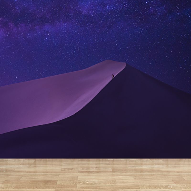 Dune and Starry Night Mural Wallpaper Purple Modern Romantic Wall Art for Living Room