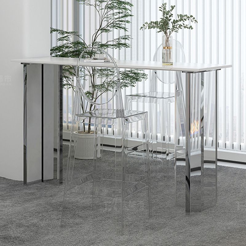 Modem & Contemporary Stone Rectangle Pub Bar Table for Living Room