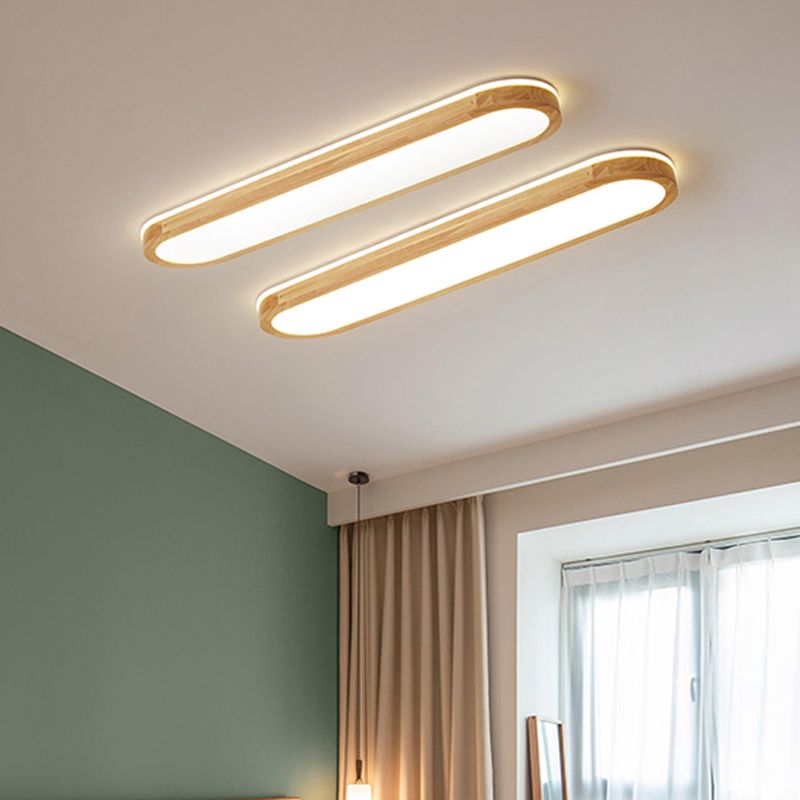 Houten langwerpige LED semi-inbouw plafondlamp in moderne creatieve stijl acryl plafondarmatuur voor garderobe