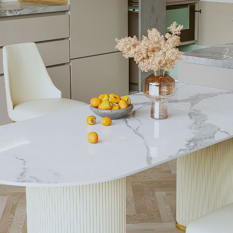 Nordic Glam Style Sintered Stone Rectangle Table Set 1/3/4/5 Pieces Dining Set