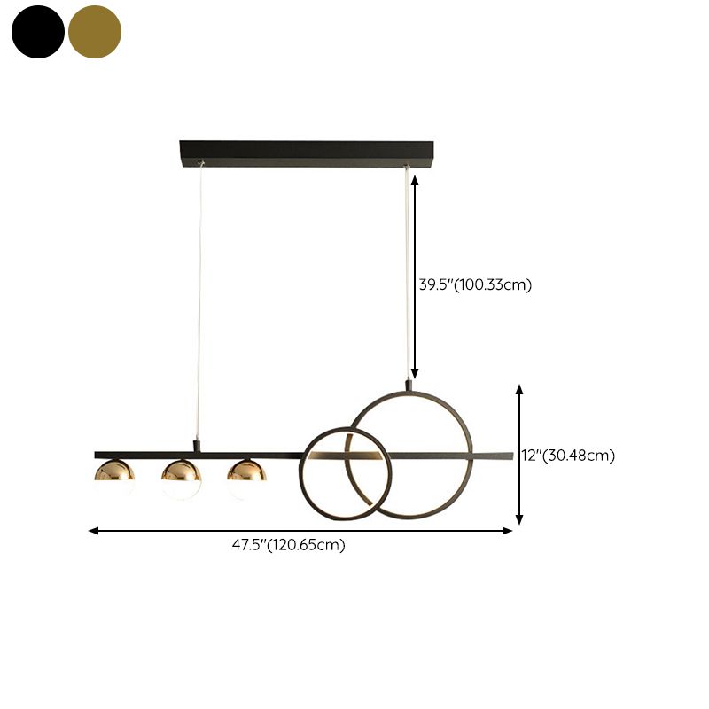 6-Light Golden/Black Ceiling Light LED Kitchen Island Lighting for Dining Table