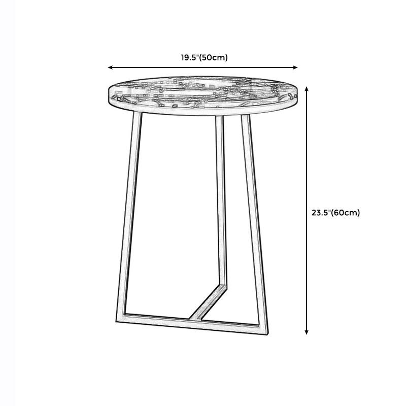 Round Marble Top End Table Metal Frame Sofa Side End Table for Living Room