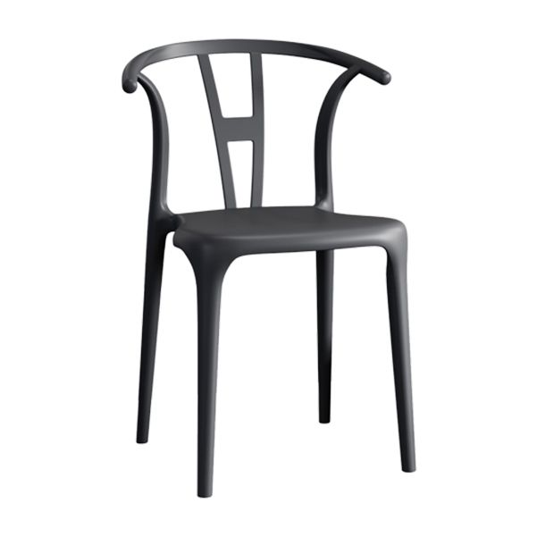 Contemporary Stacking Dining Side Chair in Plastic with Open Back